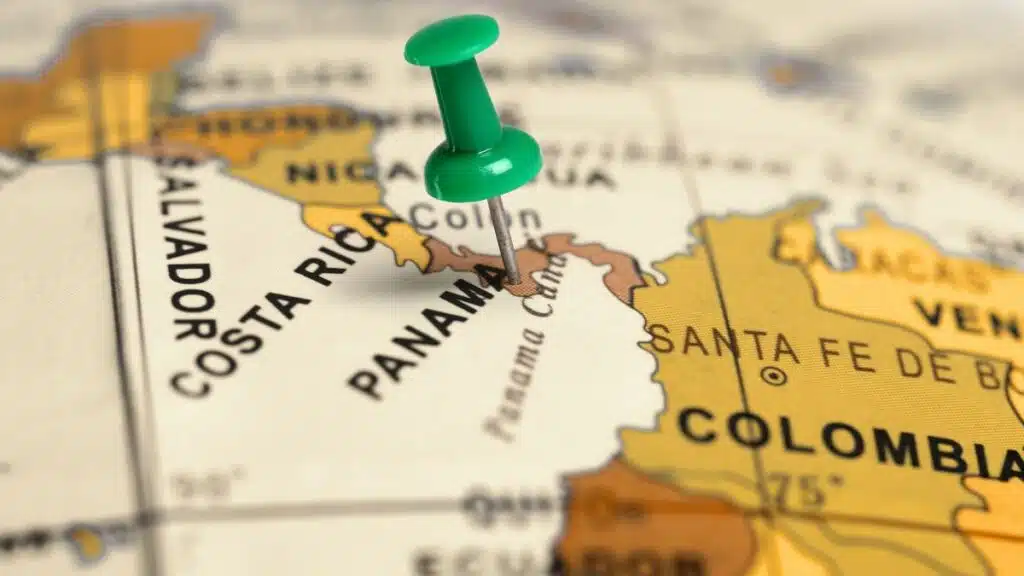 Panama's location in Latin America on a map