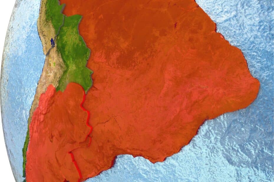 Globe showing South America