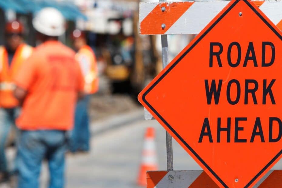 Road work sign